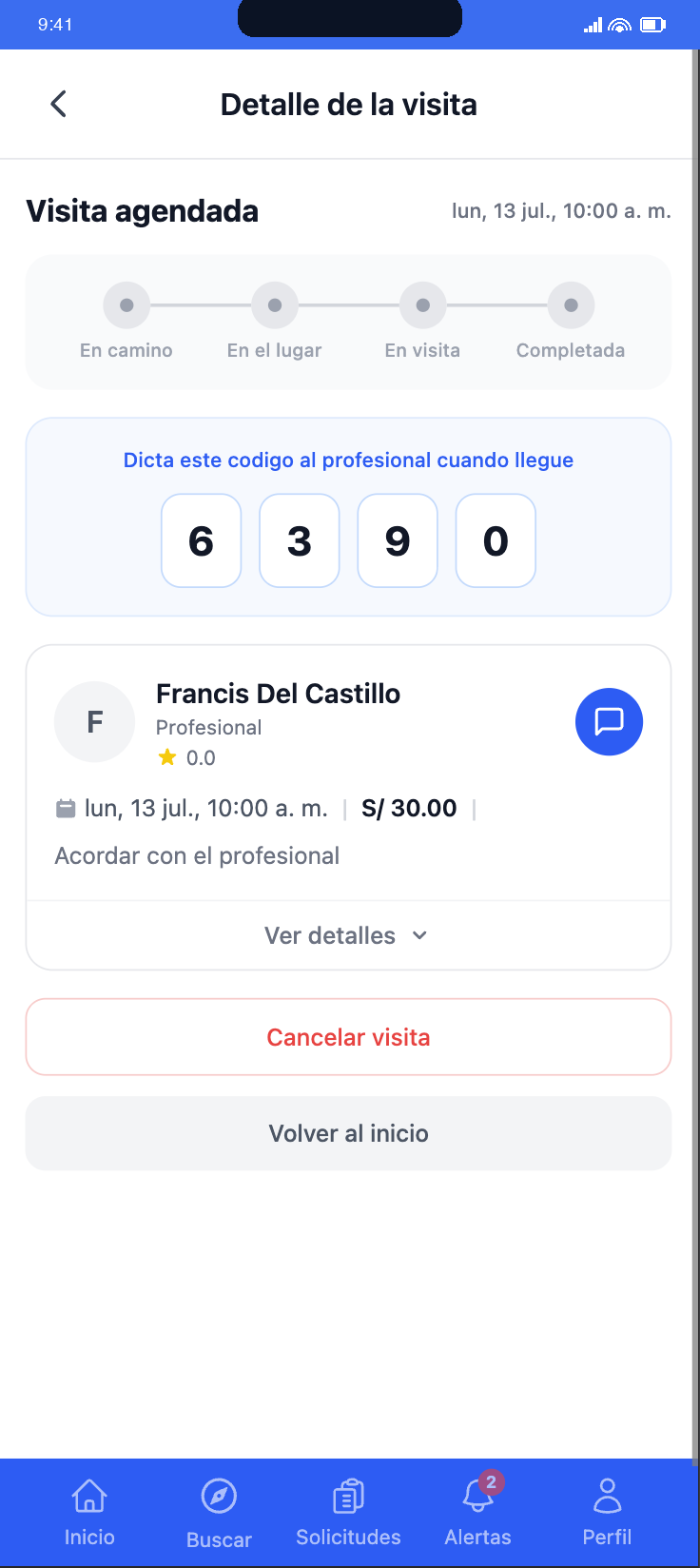 Seguimiento de una visita en Kollana