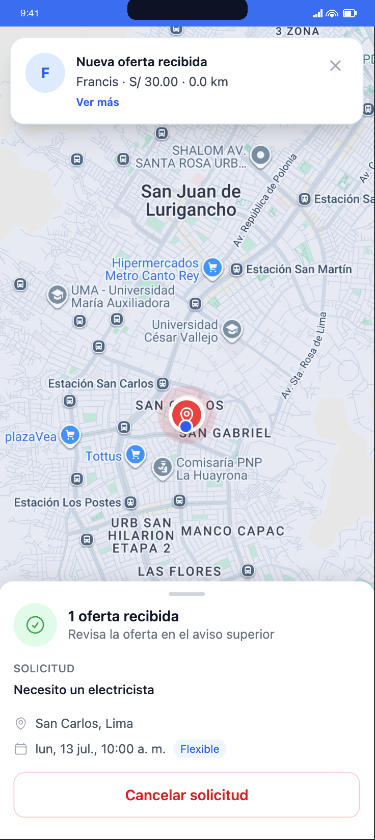 Propuesta recibida por un cliente en Kollana