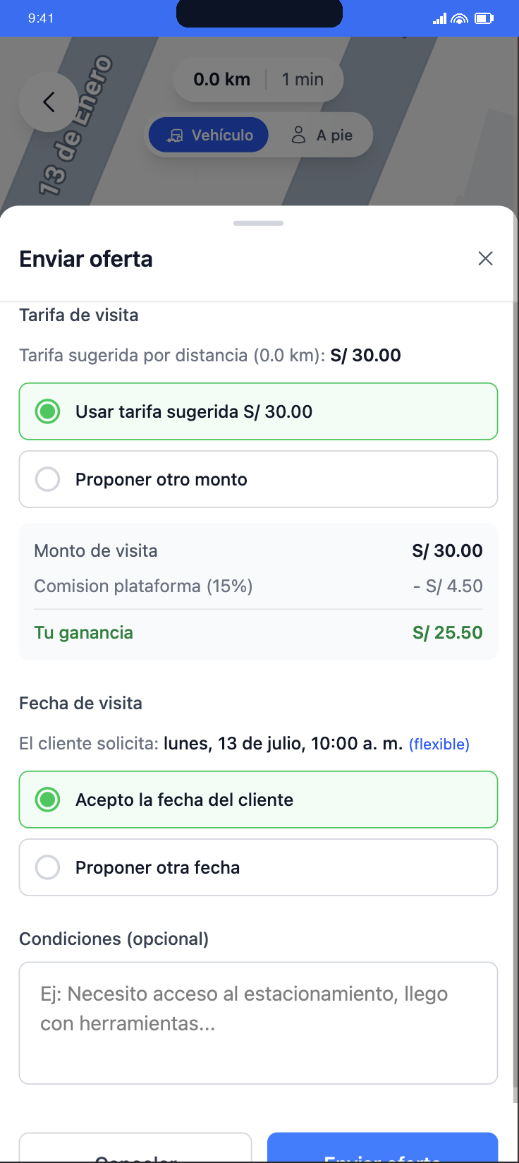Envío de una oferta profesional en Kollana